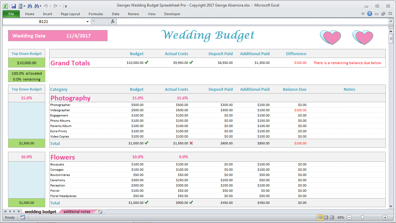 Wedding Budget Spreadsheet - Excel Wedding Planner - Pro Version – BuyExcelTemplates.com
